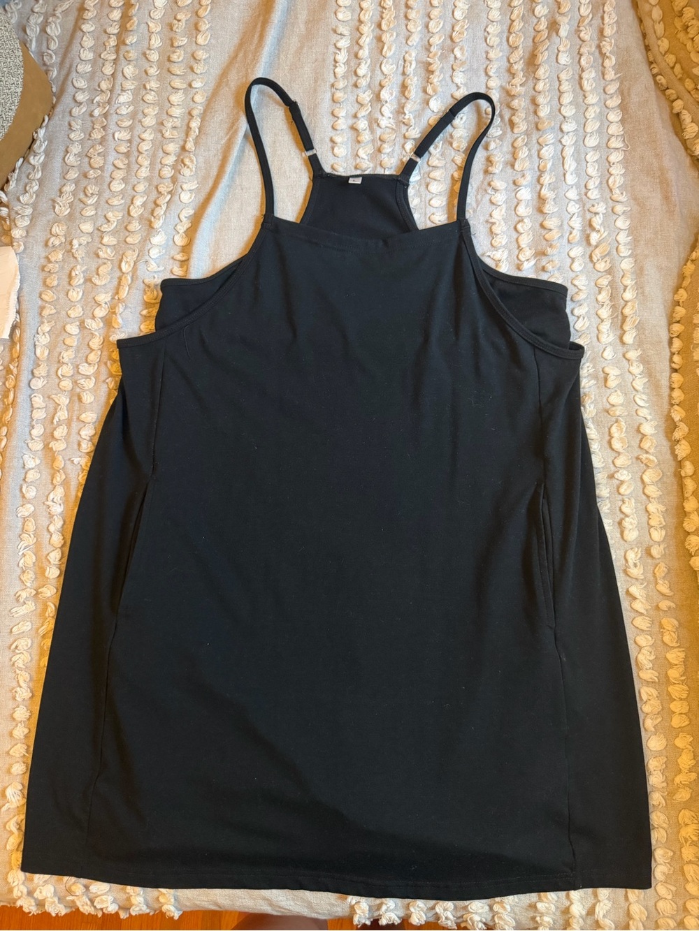 Black Women's Square-Neck Athleisure Dress with Adjustable Straps
